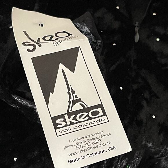 Skea Shimmies Velvet Long Mock Neck Black Sparkle Dance Ski Whimsigoth Large NWT - Picture 6 of 8